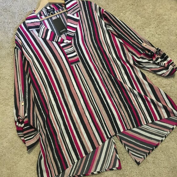 NWT Jones New York Pink Striped Tunic Dress Shirt - Picture 12 of 16